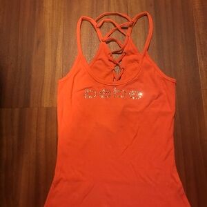 Bebe racer back top with back lacing
